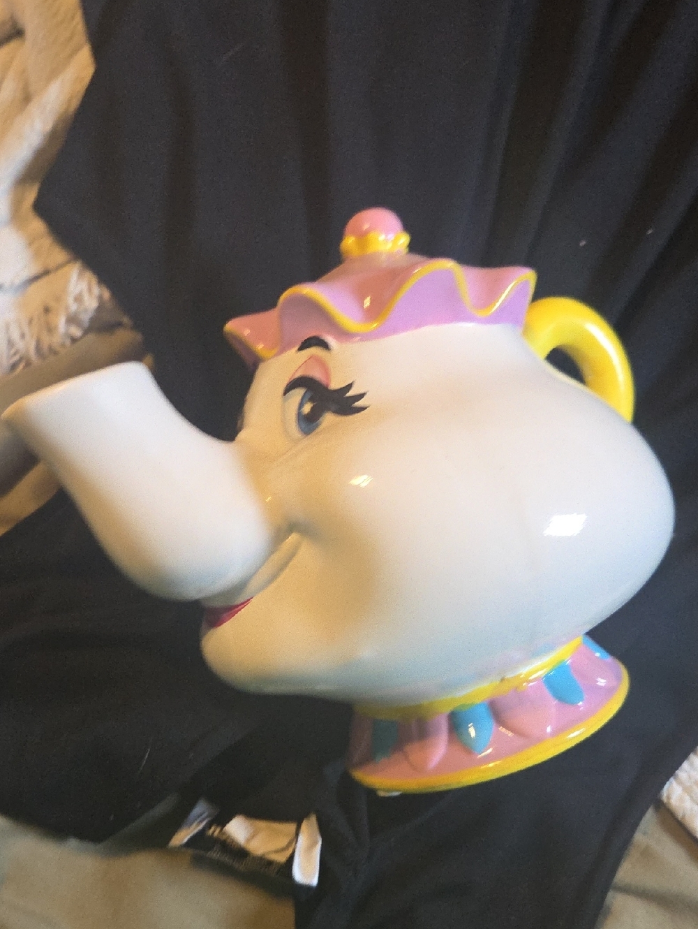 Disney Mrs. Potts Ceramic Teapot in White, Pink & Yellow